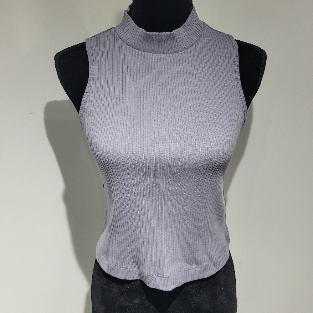 Old Navy Women's Ribbed Mock Neck Top Medium Purple Casual
